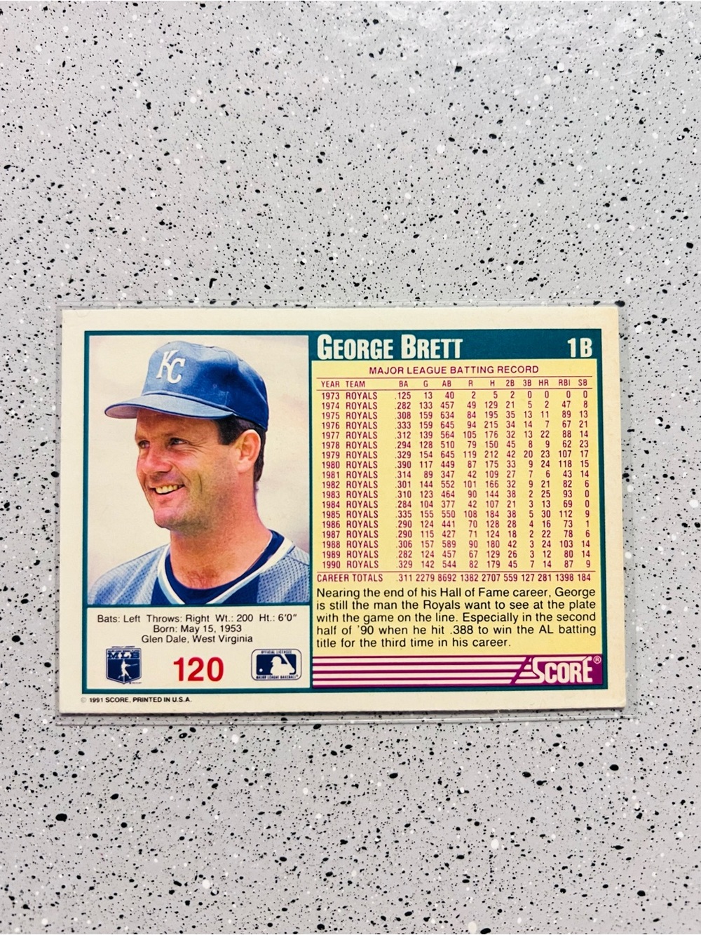 1991 Score George Brett #120 Kansas City Royals Hall of Fame Vintage Card NM💎 - Picture 3 of 4